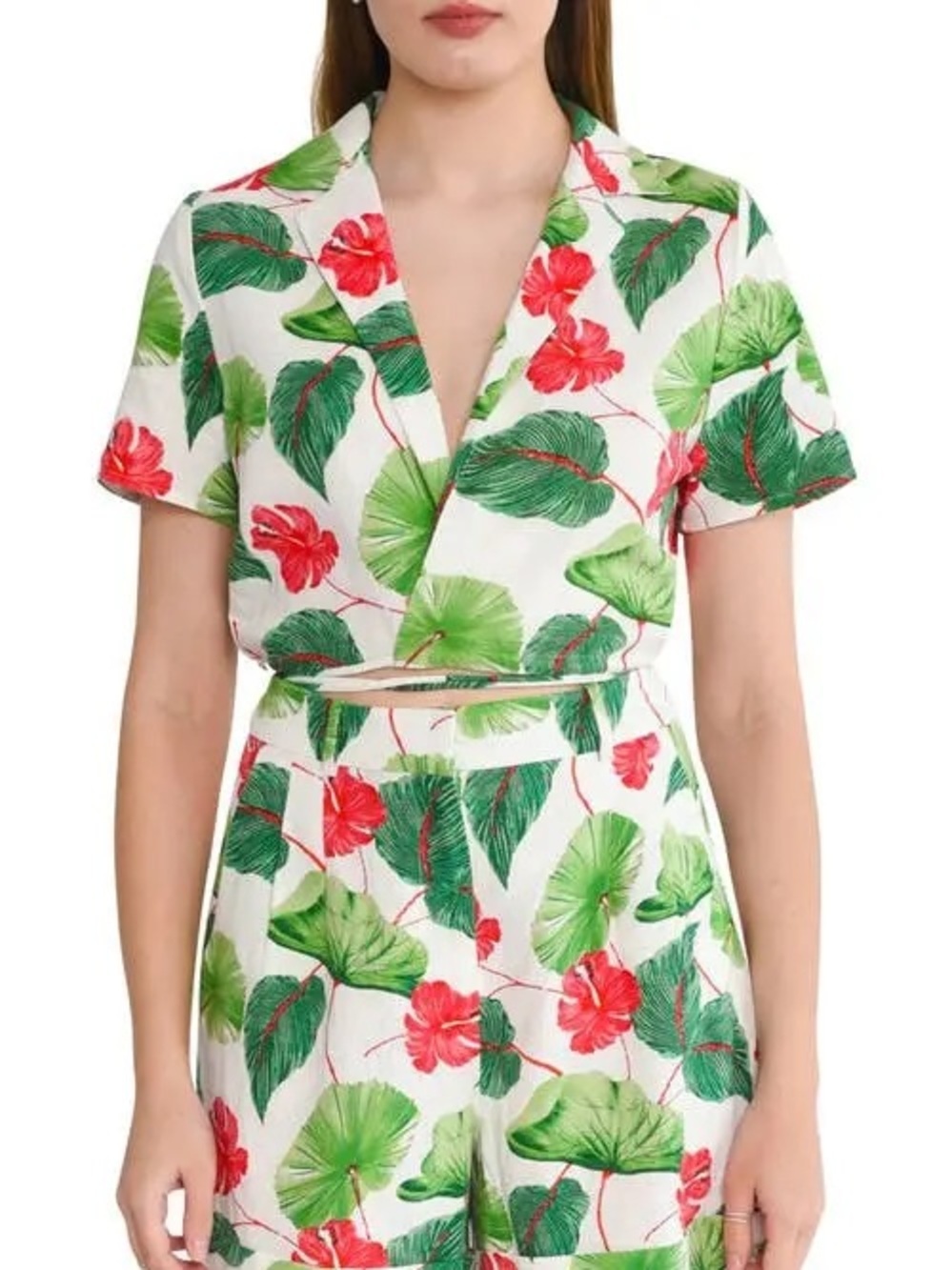 Wayf Linen-Viscose On the Road Wrap Front Top - 8